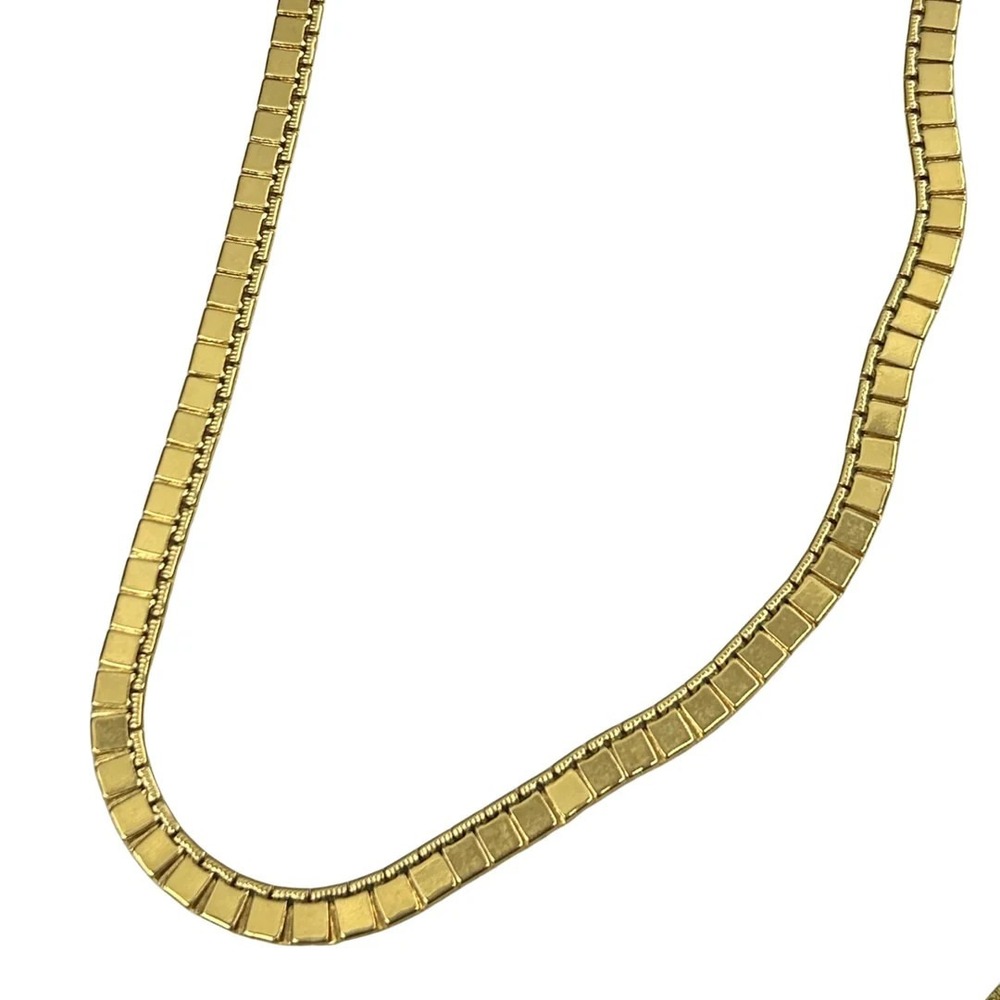 Vintage Monet  Gold Tone Layering Necklace Flat Tile Link Long Signed 23"